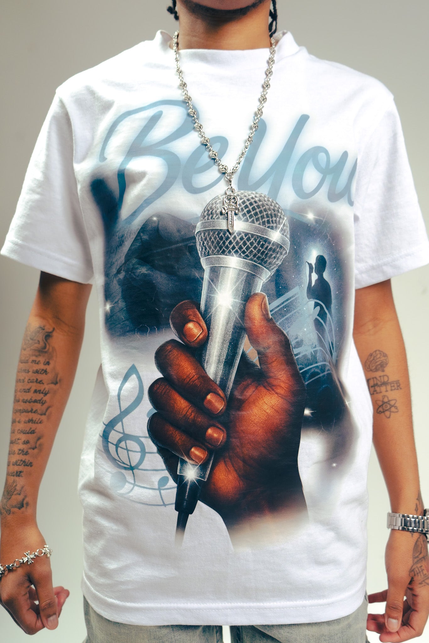 "The Dreamer" Tee (white/blue) Heavyweight & Oversized